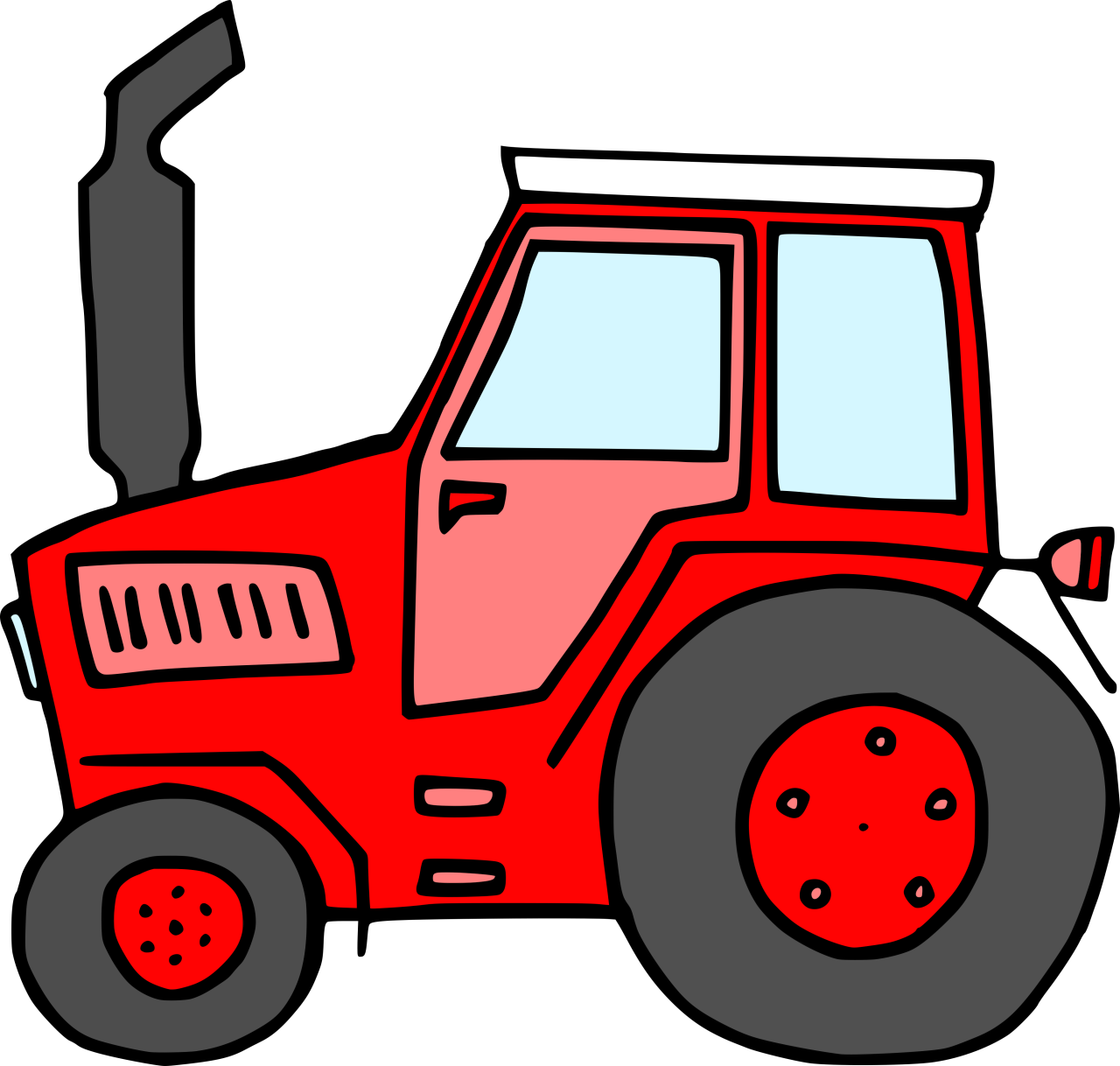 Autorská ilustrace červený traktor Hravé stroje